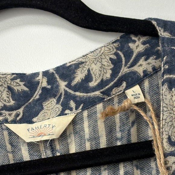 FAHERTY NAVY AND BEIGE FLORAL MIDI DRESS WITH TWO POCKETS - Picture 2 of 10